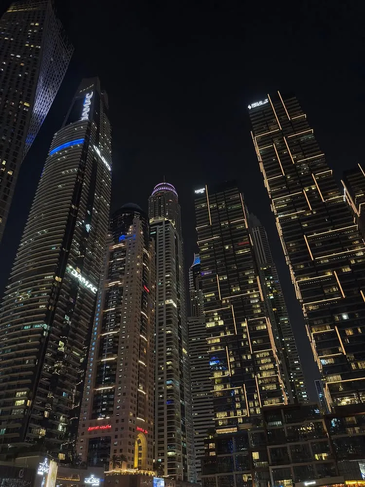 Dubai Marina skyline at night